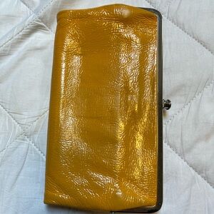 Yellow Patent Leather Clasp Wallet - Women
